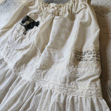 OINK OINK /  Designer Maxi Skirt Boho Vintage Boro Patchwork Upcycled Antique Lace Sustainable Off-White Cotton Ruffle Skirt