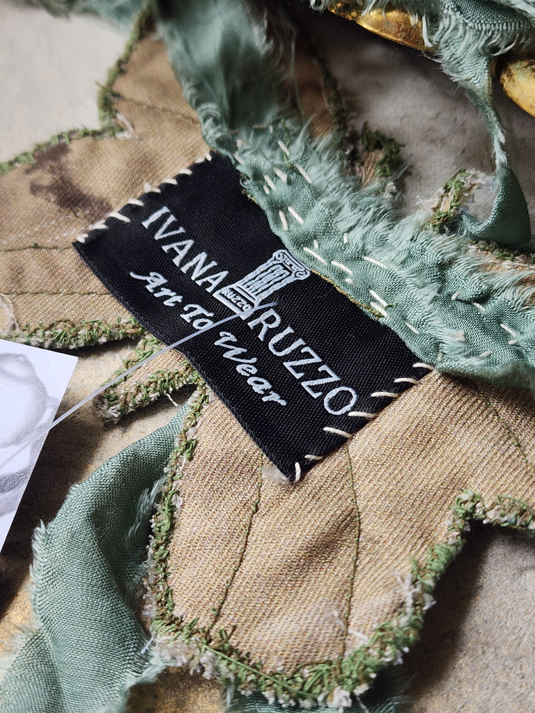 Midnight Fairy / Boho Graphic Vintage Fabric Jabot Botanical Bowtie Butterfly Necklace Belt Concept Upcycled Artisan Accessories
