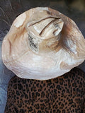 Comtesse La Fleur / Designer Top Hat Upcycled Raw Wide-Brim Rose Pin Pearl Embellishment Patched Artisan Hat