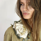 Artisan Approach / Designer Blazer Unique Concept Wear Large 3D White Rose Linen Avangard Fashion Shabby Chic Jacket