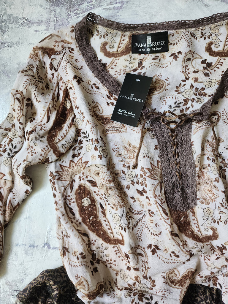 Lola's Day / Designer Garment Maxi Dress 100% Silk Shabby Chic Hippie Cottage Boho Upcycled Couture