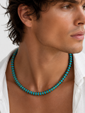 Snake Island / Surf Choker Natural Blue Stone Turquoise Unique Beaded Necklace for Men