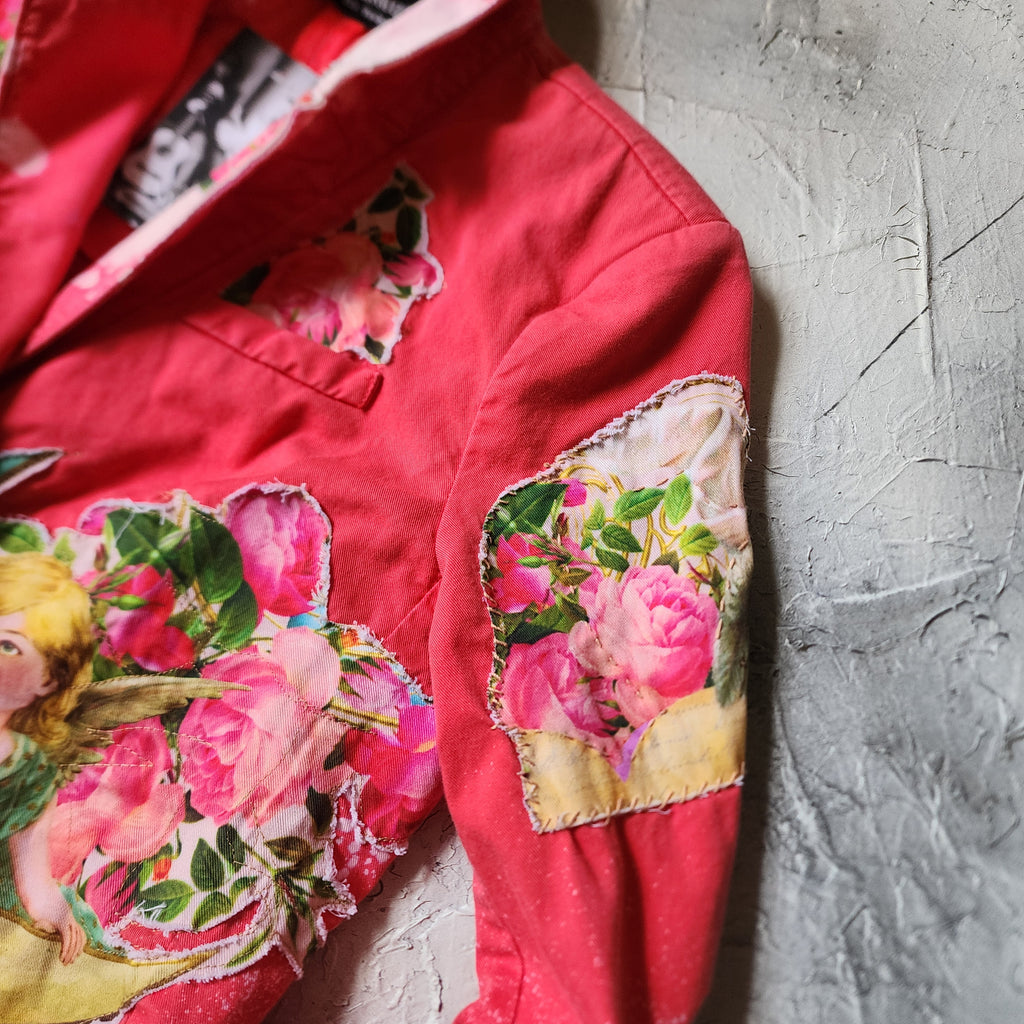 "CUPD IS STUPID"  / Angel Designer Jacket Cottage Patched Avangard Boho Artisan Distressed European