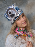 British Lord / Designer Top Hat Upcycled Raw Patch Dog Cameo Gold Frame Artisan Hat Artisan Hat Avant-Garde Sculptural Hat
