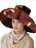 Melanitis Leda / Designer Top Hat Upcycled Raw Wide-Brim Butterfly Patched Artisan Hat Avant-Garde Sculptural Hat