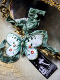 Midnight Fairy / Boho Graphic Vintage Fabric Jabot Botanical Bowtie Butterfly Necklace Belt Concept Upcycled Artisan Accessories