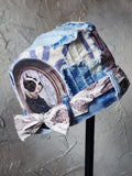 British Lord / Designer Top Hat Upcycled Raw Patch Dog Cameo Gold Frame Artisan Hat Artisan Hat Avant-Garde Sculptural Hat