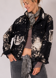 Moody Rose Academy / Boho Artisan Duster Upcycled Vintage Asid Black Denim Concept Avant-garde Patchwork Jacket
