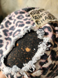 OP-La GURSON / Avant-Garde Top Hat Sculptured Designer French Garçon Cap Upcycled Leopard Raw Cut Patched