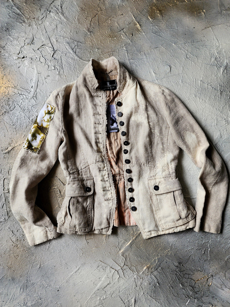 Guardian Soul / Designer Jacket Cottage Linen Patched Avangard Boho Artisan Distressed European Vintage