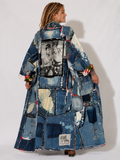 Marilyn Tattoo Shop / Boho Kimono Duster Upcycled Vintage Denim Concept Tatoo Marilyn Monroe Patchwork Avant-gardeKimono