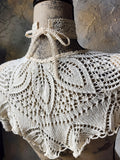 Comtesse La Fleur / Cottage Romantic Pelerine Shal Vintage Lace Large Silk Rose Flower Jabot Cotton Bowtie Tie Lace Choker