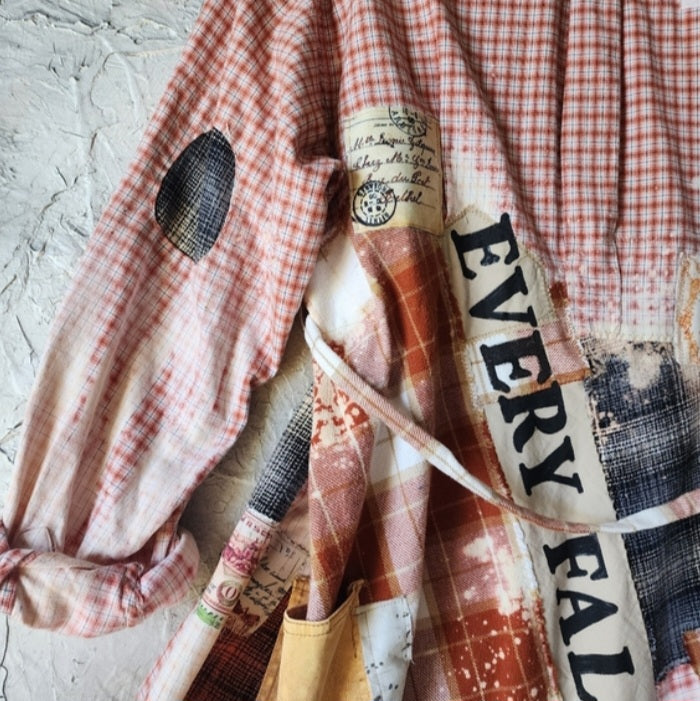 EVERY FALL I FALL IN LOVE  /Cottage Patched Avangard Coat Designer Jacket Artisan Distressed Buttondown Art