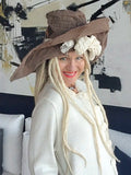 MOCCO ACADEMY / Designer Top Hat Shabby Chic Hat Upcycled Distressed Denim Bohemian style Hat Hand Stitched Top Hat Patchwork