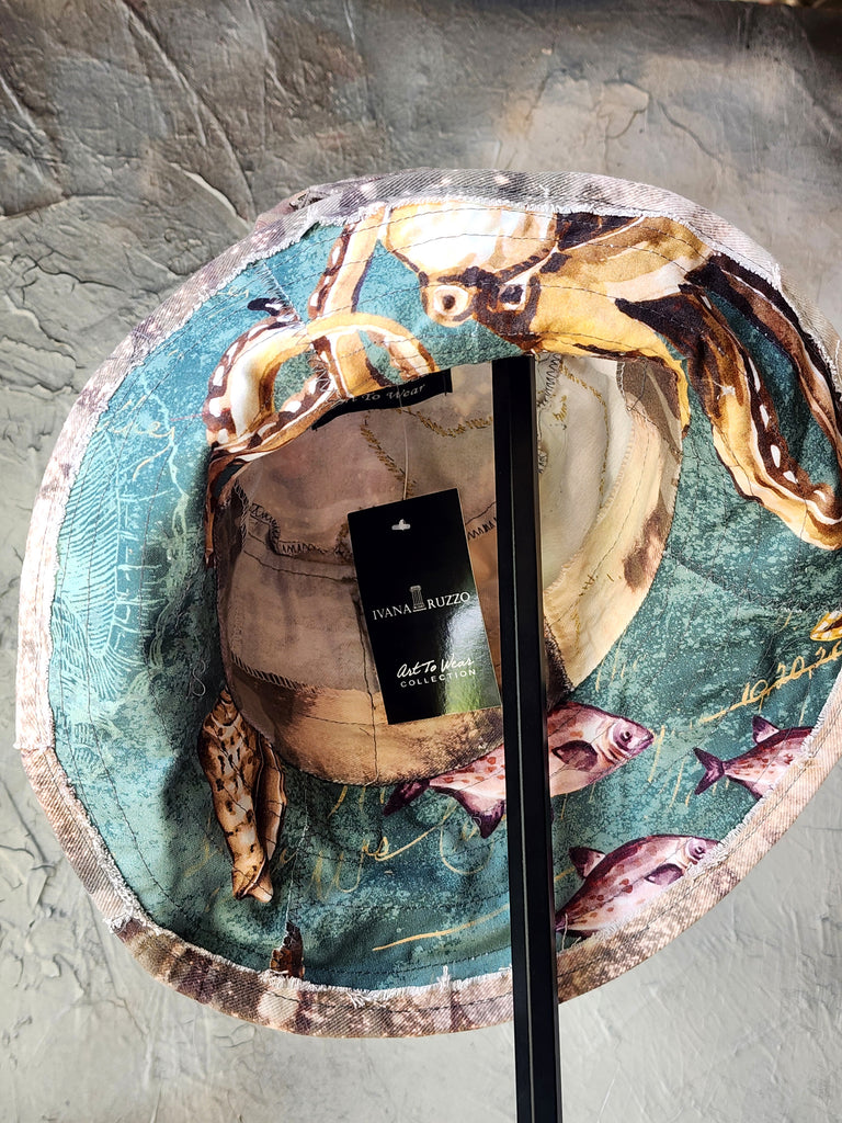 Turtle Beach / Patchwork Hunter Bucket Hat Floral Sculptured Designer Top Hat Quilt Patchwork Top Hat Vintage Cotton Hat