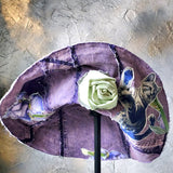 Alpine Blue / Designer Top Hat Shabby Chic Hat Upcycled Distressed Denim Bohemian Sculptural Hat Handstitched Cat Appliqué Patchwork