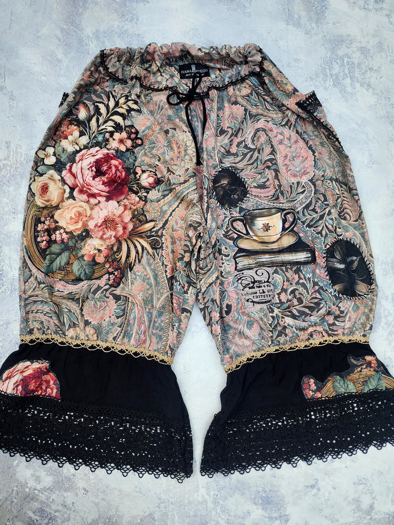 Renaissance Lore / Avant-garde Bloomers Victorian Pants Ruffles Rose Golden Lace Romantic Dark Academia Angel Aplique
