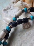 On The Wave / Large Surf Choker Natural Blue Stone Chrome Lava Unique Beaded Necklace for Men