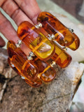 Look Into the Sun / Beeswax Lab Amber silver plated Resin atural Polymer Large Amber Bracelet Honey Color