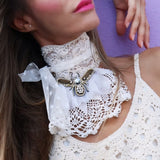 Busy Bee / Designer Techwear Upcycled Denim Tie Hippie Concept Boro Visvim Patchwork Upcycled Vintage Denim Contemporary Jabot