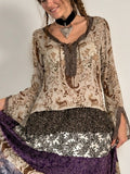 Lola's Day / Designer Garment Maxi Dress 100% Silk Shabby Chic Hippie Cottage Boho Upcycled Couture