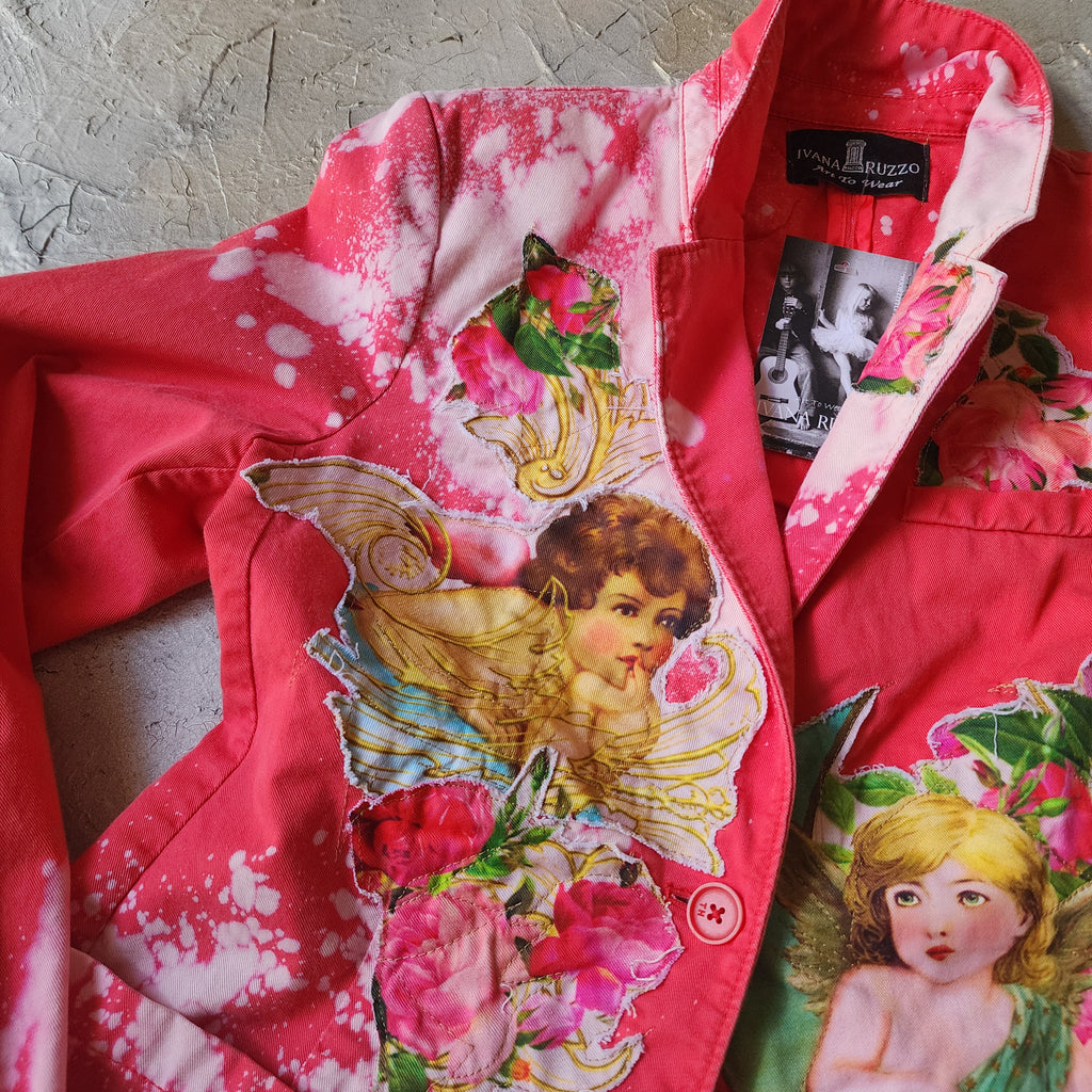 "CUPD IS STUPID"  / Angel Designer Jacket Cottage Patched Avangard Boho Artisan Distressed European