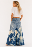 Drink Around the World / Avant-garde Designer Maxi Skirt Upcycled Recycled Denim Chic Concept Street wear