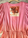 Ombré Tangerine Halyna / Designer Dress Upcycled Ombré Pink Tangerine Shabby Chic Cottage Butterfly JabotPatched Logo Monogram