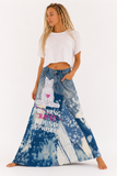 Drink Around the World / Avant-garde Designer Maxi Skirt Upcycled Recycled Denim Chic Concept Street wear