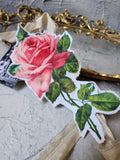 Sweet Mademoiselle / Cottage Bowtie Large English Rose Jabot Vintage Lace Linen Romantic Botanical Victorian Rose Tie