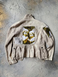 Guardian Soul / Designer Jacket Cottage Linen Patched Avangard Boho Artisan Distressed European Vintage