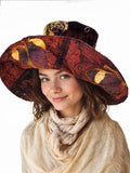 Melanitis Leda / Designer Top Hat Upcycled Raw Wide-Brim Butterfly Patched Artisan Hat Avant-Garde Sculptural Hat