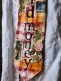 OLD MONEY CRAVAT / Shabby Chic Tie Jabot Bohemian Upcycled Plaid Boho Necklace Upcycled Cottage Patched Artisan Bowtie