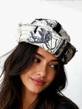 Angel Swing / Avant-Garde Sailor Hat Dyed Distressed Denim Cupid Angel Print Logo Patch Dark Academy Vintage
