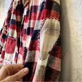Too Late To Be Good / Cottage Patched Avangard Coat Designer Jacket Artisan Distressed Buttondown Art Flannel Long Top
