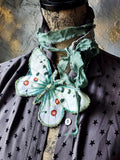 Midnight Fairy / Boho Graphic Vintage Fabric Jabot Botanical Bowtie Butterfly Necklace Belt Concept Upcycled Artisan Accessories
