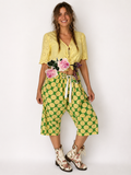 Cloudless Lemon / Bloomers Victorian Pants Shabby Chic Aplique Lemon Floral Print Patchwork Romantic Chic Patched Avant-garde