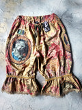 Parisian Maneki-Neko / Bloomers Victorian Pants Shabby Chic Ruffles Rose Cat Patchwork Golden Lace  Romantic Chic Patched CATS Aplique