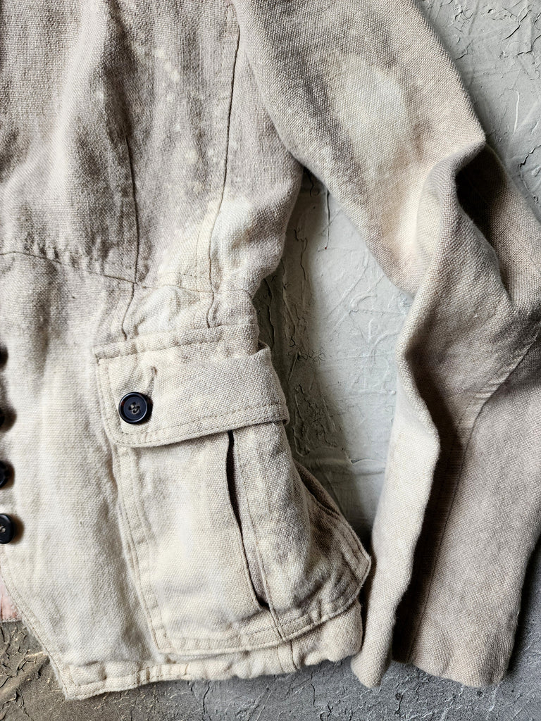 Guardian Soul / Designer Jacket Cottage Linen Patched Avangard Boho Artisan Distressed European Vintage