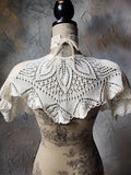 Comtesse La Fleur / Cottage Romantic Pelerine Shal Vintage Lace Large Silk Rose Flower Jabot Cotton Bowtie Tie Lace Choker