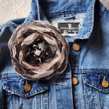 Wild Flower / Boho Rose Choker Flower Brooch Clip Upcycled Magnolia Apple Blossom Upcycled Concept Store Made in USA