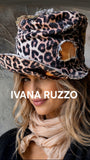 OP-La GURSON / Avant-Garde Top Hat Sculptured Designer French Garçon Cap Upcycled Leopard Raw Cut Patched