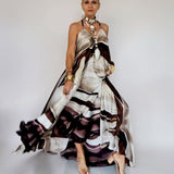 White Chocolate / Designer Maxi Dress Boho Luxury Resort Wear Silk Dress Artisan Concept Clothing Unique Couture