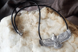 Snake Hunter / Necklace for Man Genuine Leather Beaded Black Silver Eagle Men's Jewelry