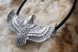 Snake Hunter / Necklace for Man Genuine Leather Beaded Black Silver Eagle Men's Jewelry