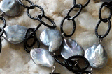 Black Mamba / Designer Jewelry Long Necklace Elegant Jewelry Exotic Black Chain Pearl Necklace Long Chain Necklace Gift for Momen