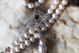Eleganza /  Classic Pearls Silver Necklace For Women Pave Necklace Large Baroque Pearl Pendant Unique Pearls Jewelry Gift For Lady