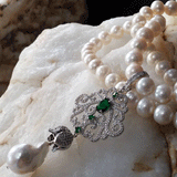 Eleganza /  Classic Pearls Silver Necklace For Women Pave Necklace Large Baroque Pearl Pendant Unique Pearls Jewelry Gift For Lady