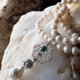 Eleganza /  Classic Pearls Silver Necklace For Women Pave Necklace Large Baroque Pearl Pendant Unique Pearls Jewelry Gift For Lady
