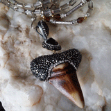 Crystal Clear Gemma’s Limited /  Artisan Boho Necklace Designer Jewelry Tooth Pendant Unique Long Necklace Jewelry Gift For Lady